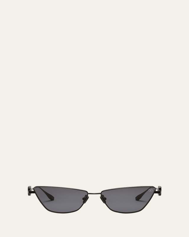 V-Logo Titanium Cat-Eye Sunglasses